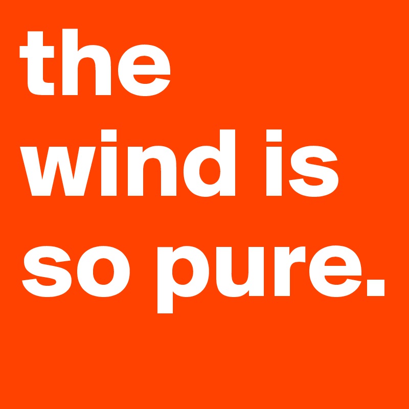 the wind is so pure.
