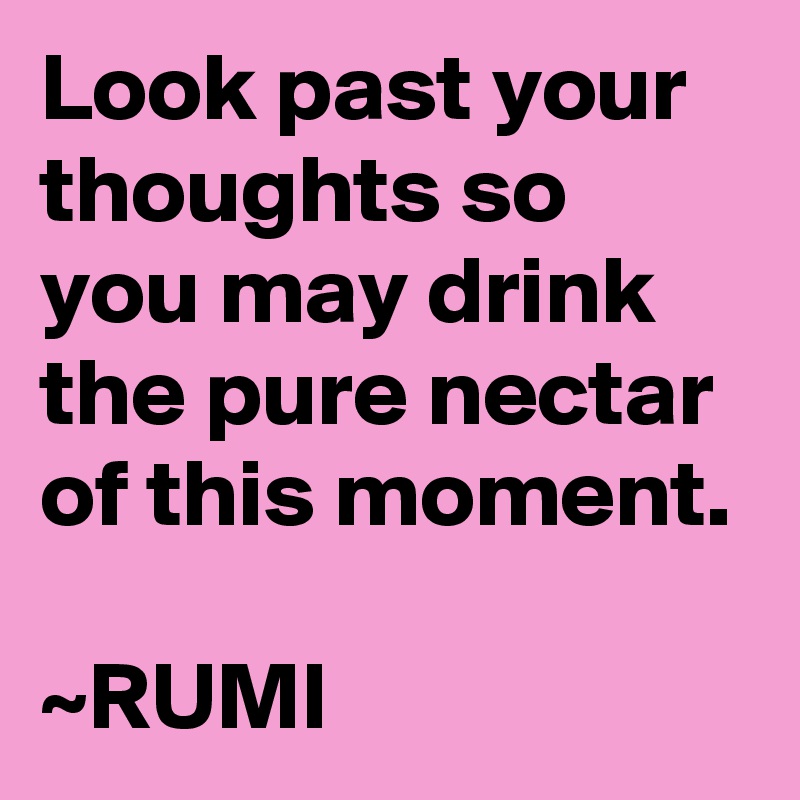 Look past your thoughts so you may drink the pure nectar of this moment. 

~RUMI