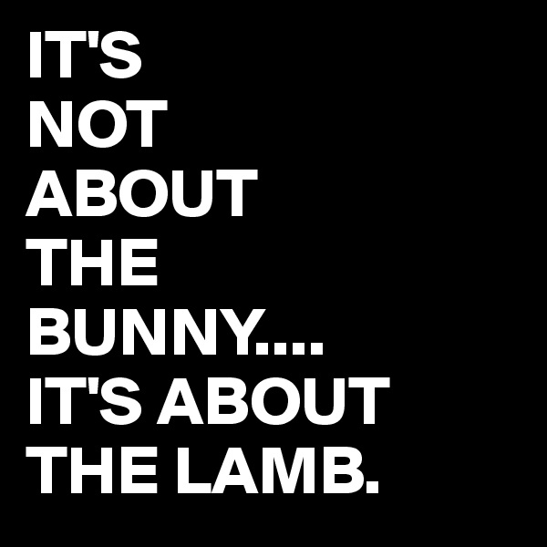 IT'S
NOT
ABOUT
THE
BUNNY....
IT'S ABOUT THE LAMB.