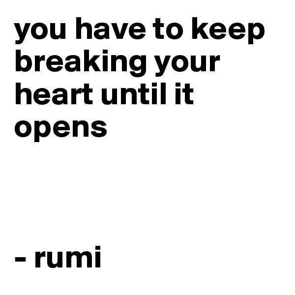 you have to keep breaking your heart until it opens



- rumi