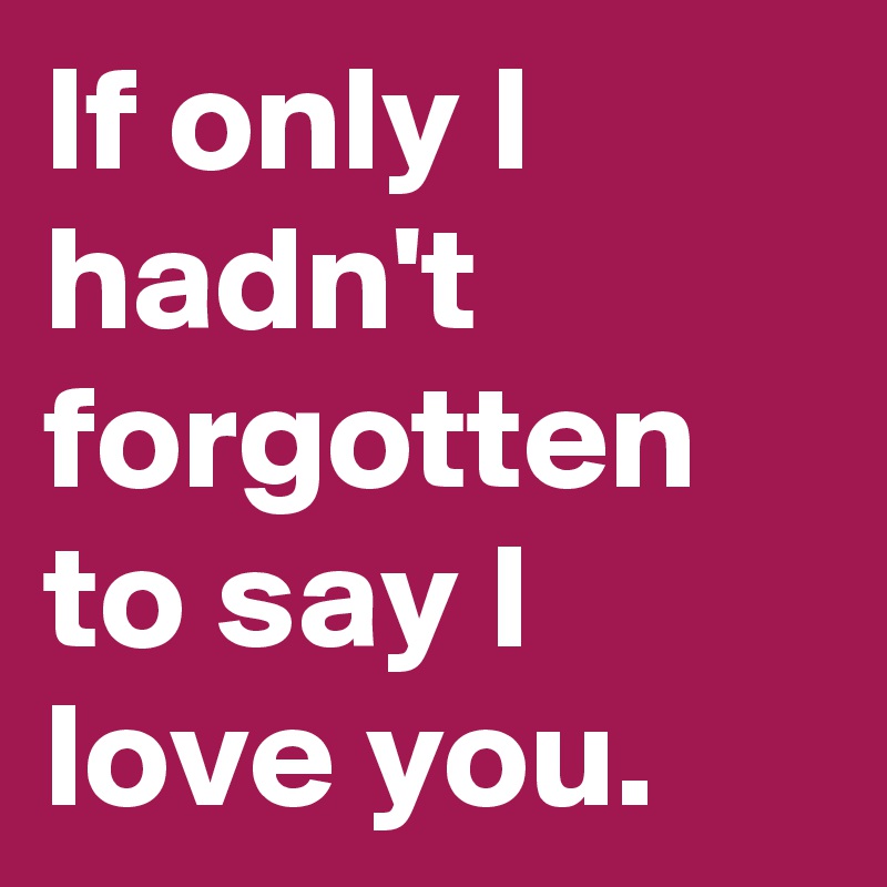 If only I hadn't forgotten to say I love you.