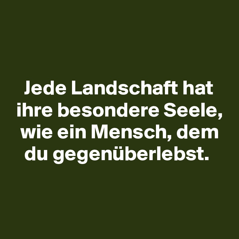 


   Jede Landschaft hat
 ihre besondere Seele,
  wie ein Mensch, dem
   du gegenüberlebst.

