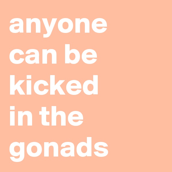 anyone can be kicked
in the gonads