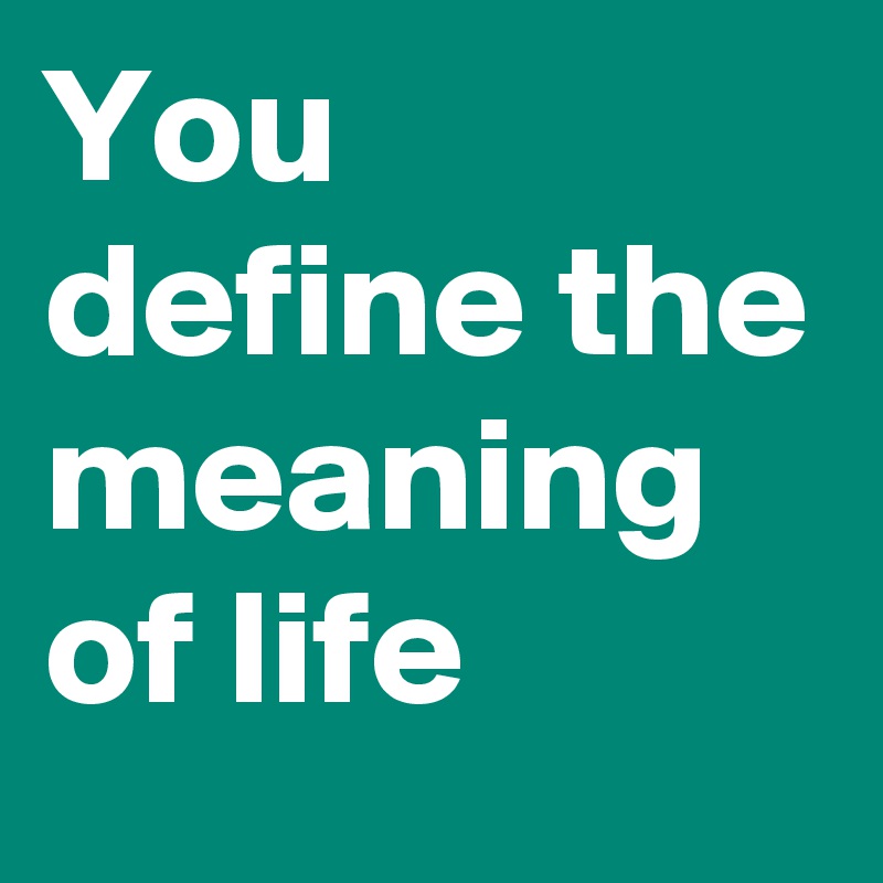 You define the meaning of life