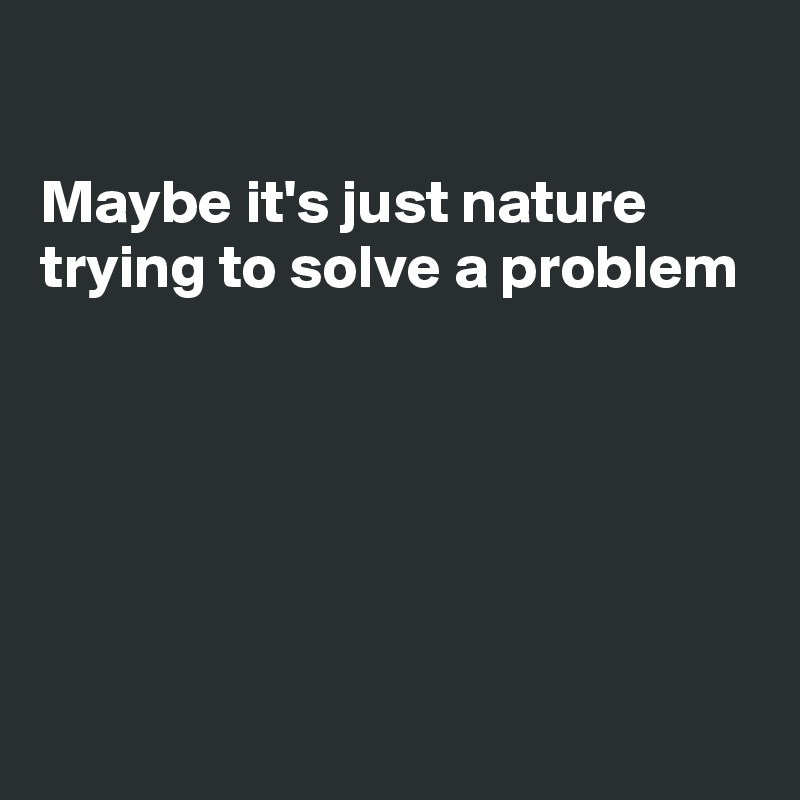

Maybe it's just nature
trying to solve a problem





