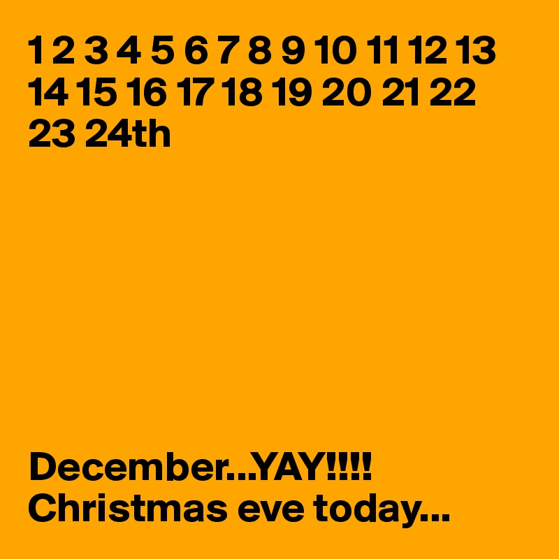 1 2 3 4 5 6 7 8 9 10 11 12 13 14 15 16 17 18 19 20 21 22 23 24th







December...YAY!!!!
Christmas eve today...