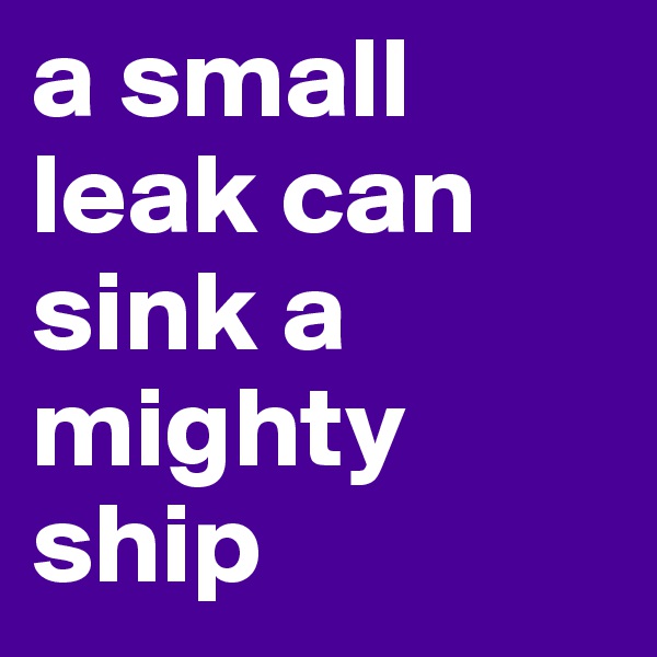 a small leak can sink a mighty ship