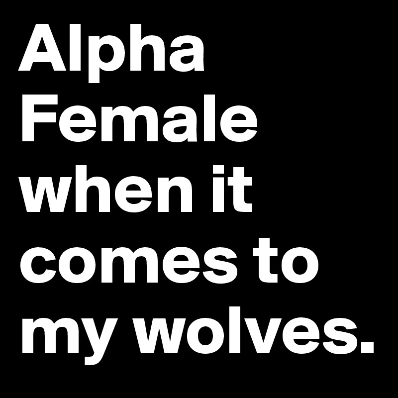 Alpha Female when it comes to my wolves.