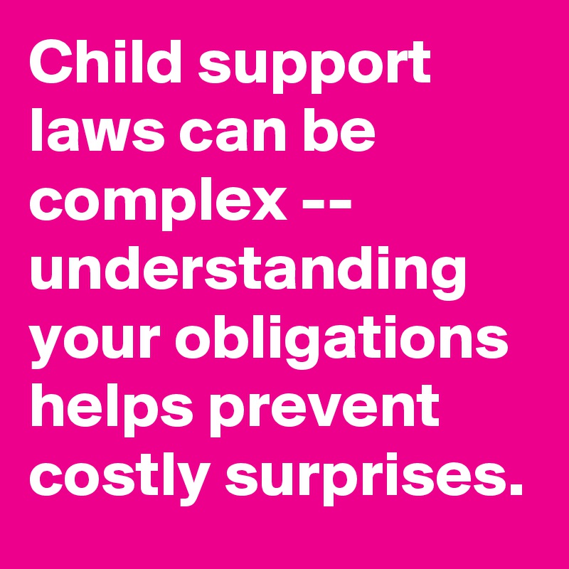 Child support laws can be complex -- understanding your obligations helps prevent costly surprises.