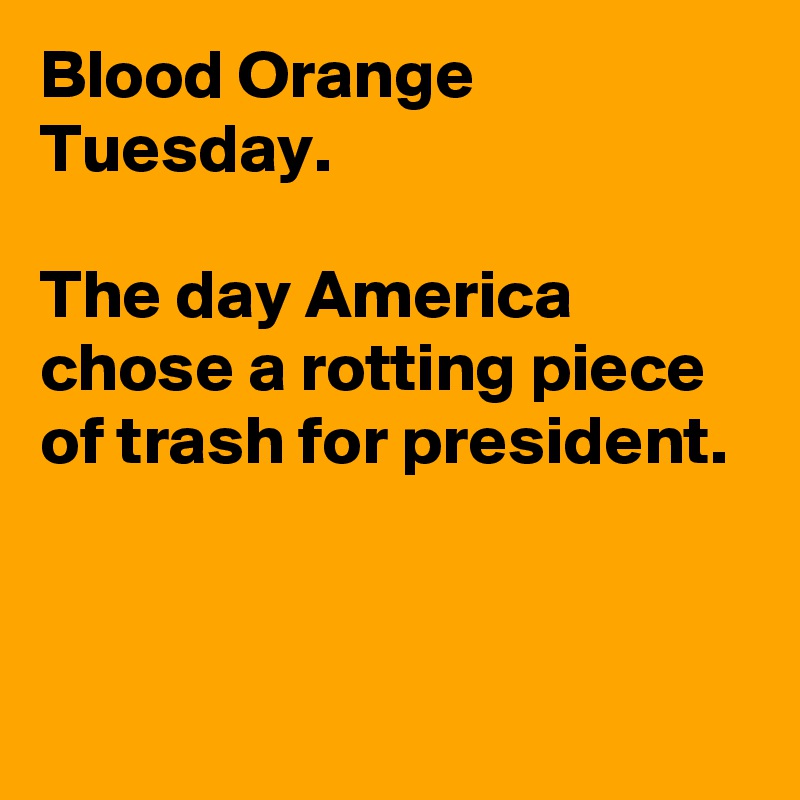 Blood Orange Tuesday. 

The day America chose a rotting piece of trash for president. 


