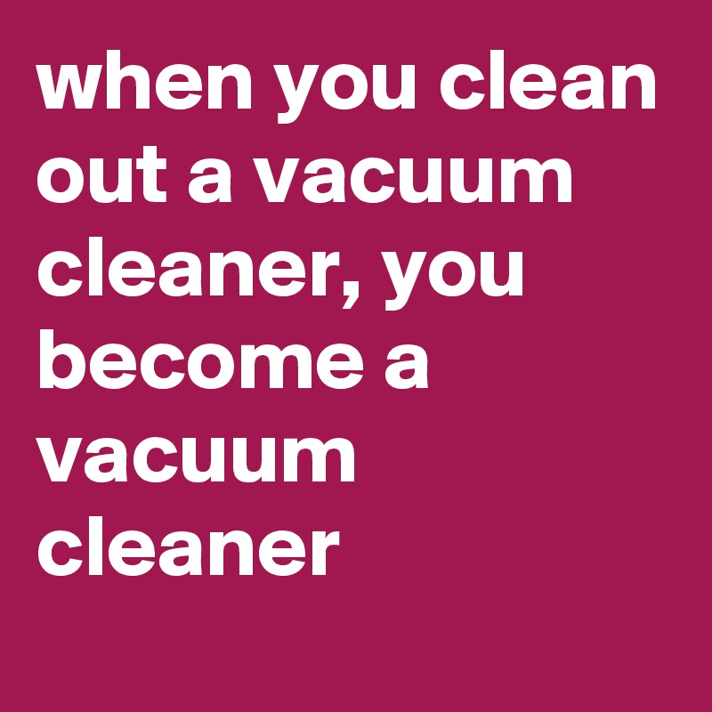 when you clean out a vacuum cleaner, you become a vacuum cleaner - Post ...