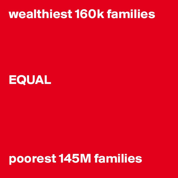 wealthiest 160k families




EQUAL





poorest 145M families