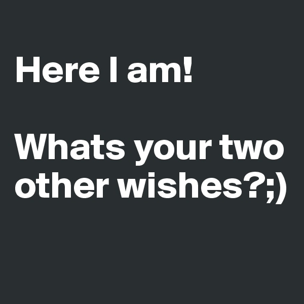 
Here I am!

Whats your two other wishes?;)

