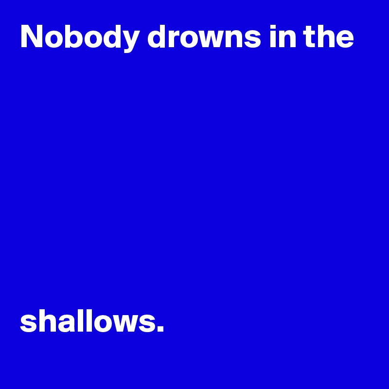 Nobody drowns in the







shallows.