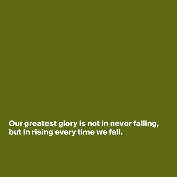 











Our greatest glory is not in never falling, but in rising every time we fall.



