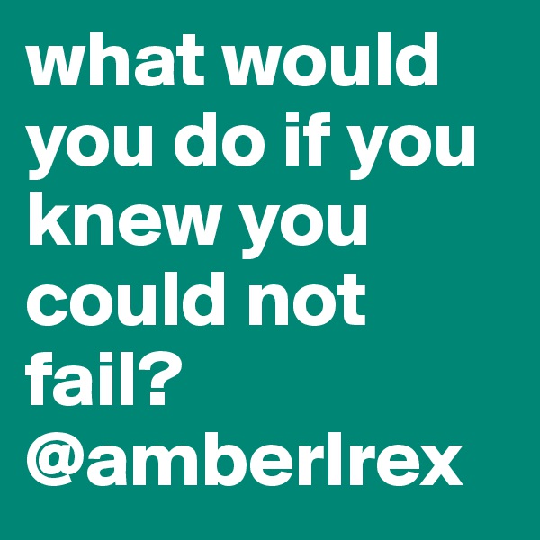 what would you do if you knew you could not fail?
@amberlrex