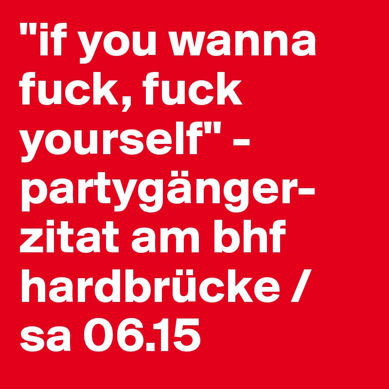 "if you wanna fuck, fuck yourself" - partygänger-zitat am bhf hardbrücke / sa 06.15