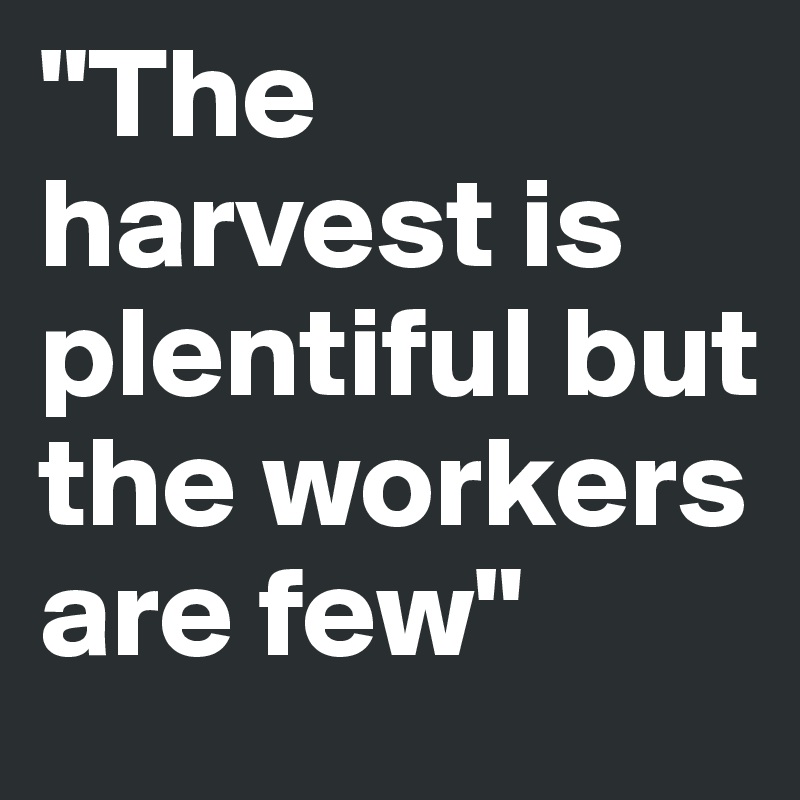 "The harvest is plentiful but the workers are few"