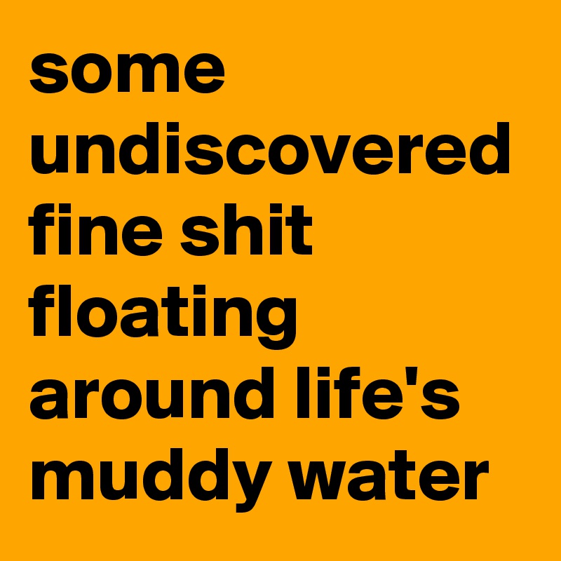 some undiscovered fine shit floating around life's muddy water