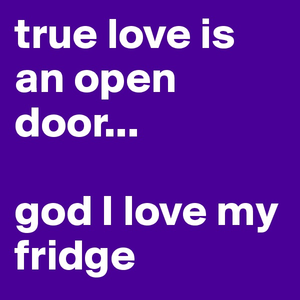 true love is an open door...

god I love my fridge