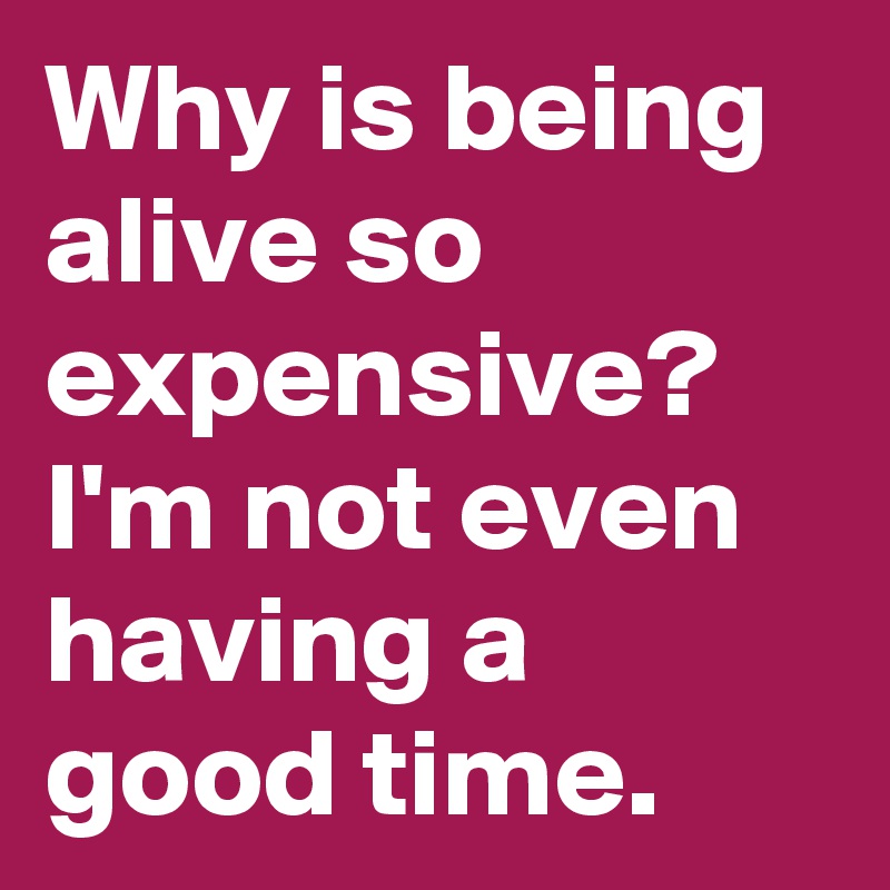 Why is being alive so expensive? I'm not even having a good time.