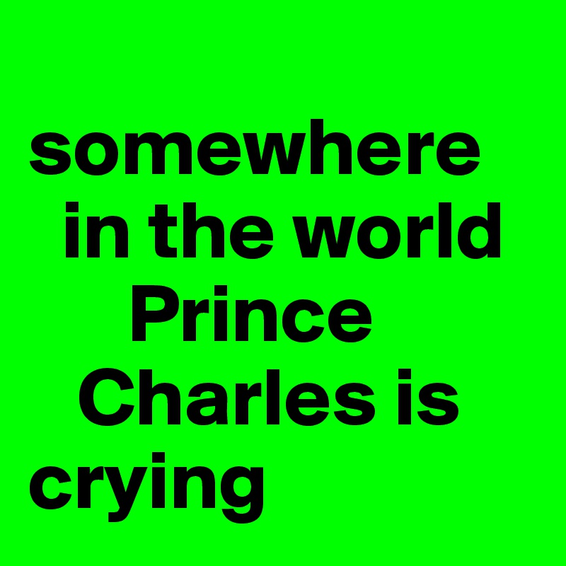 
somewhere  
  in the world
      Prince  
   Charles is crying