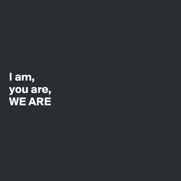 




I am, 
you are, 
WE ARE





