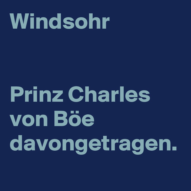 Windsohr


Prinz Charles von Böe davongetragen. 