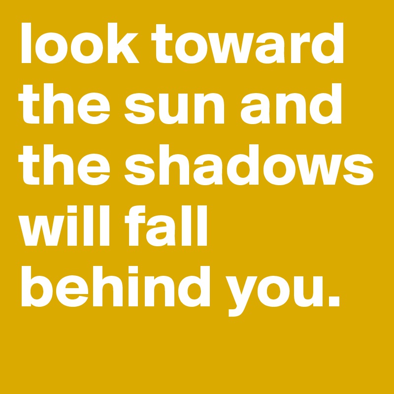 look toward the sun and the shadows will fall behind you.