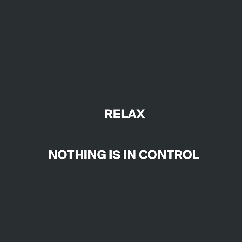 






                                    RELAX


              NOTHING IS IN CONTROL




