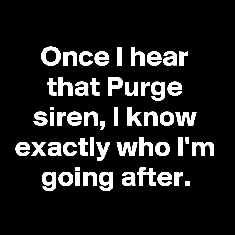 
Once I hear that Purge siren, I know exactly who I'm going after.
