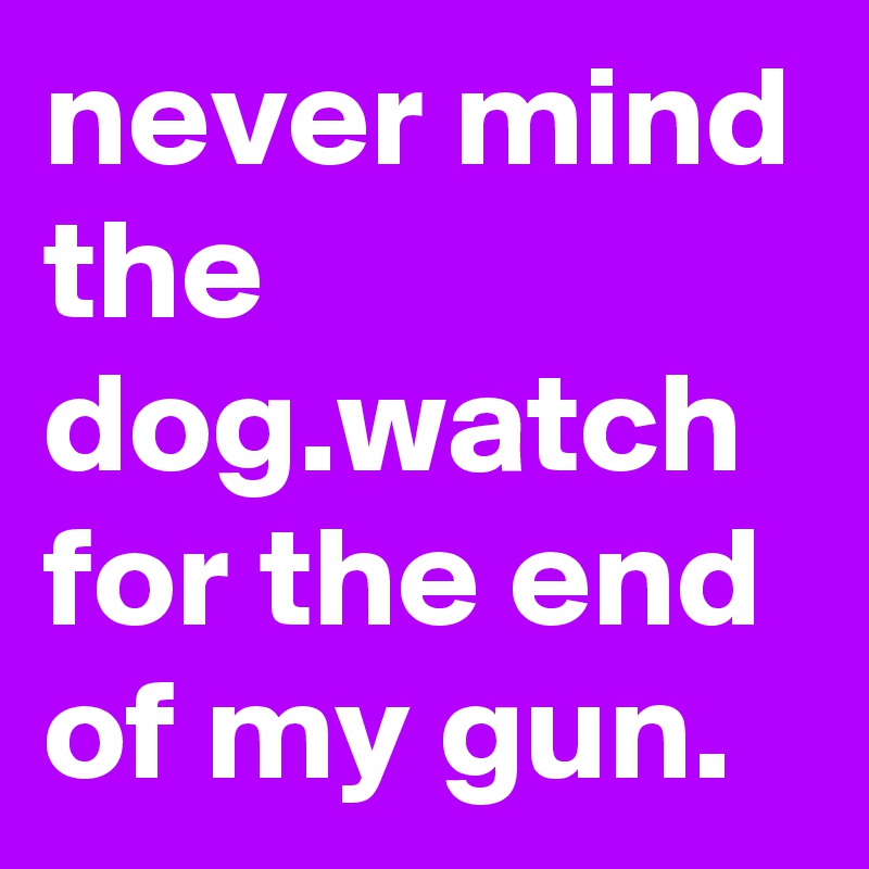 never mind the dog.watch for the end of my gun.