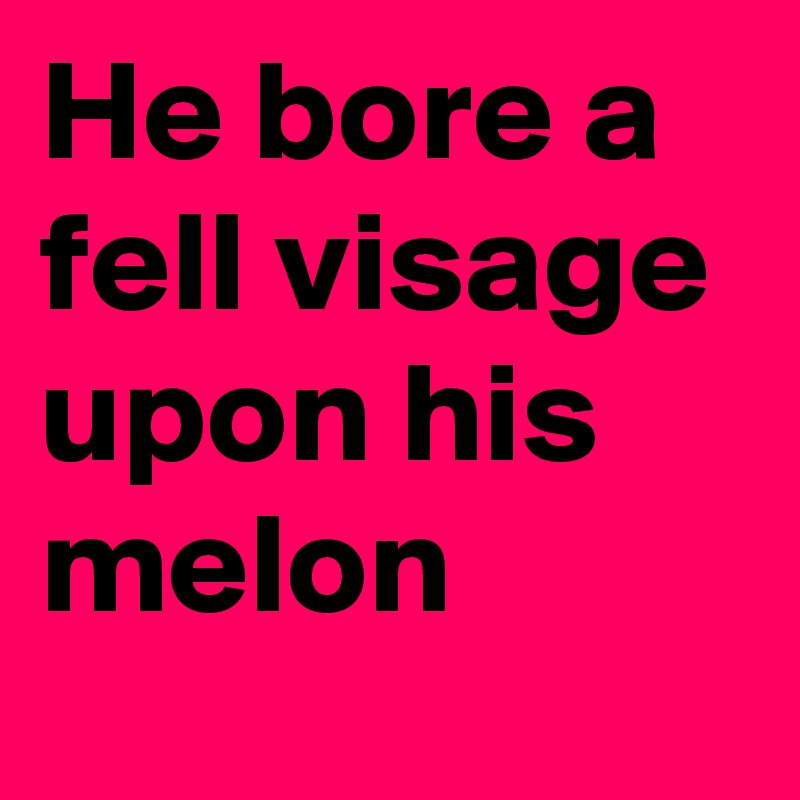 He bore a fell visage upon his melon