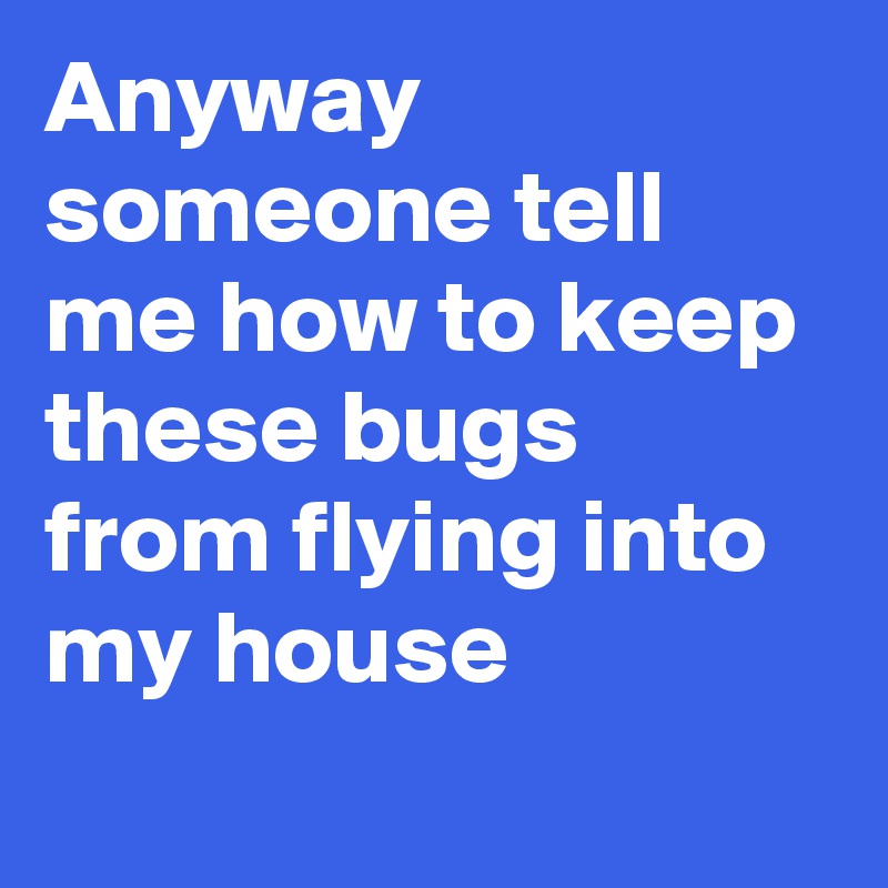 Anyway someone tell me how to keep these bugs from flying into my house