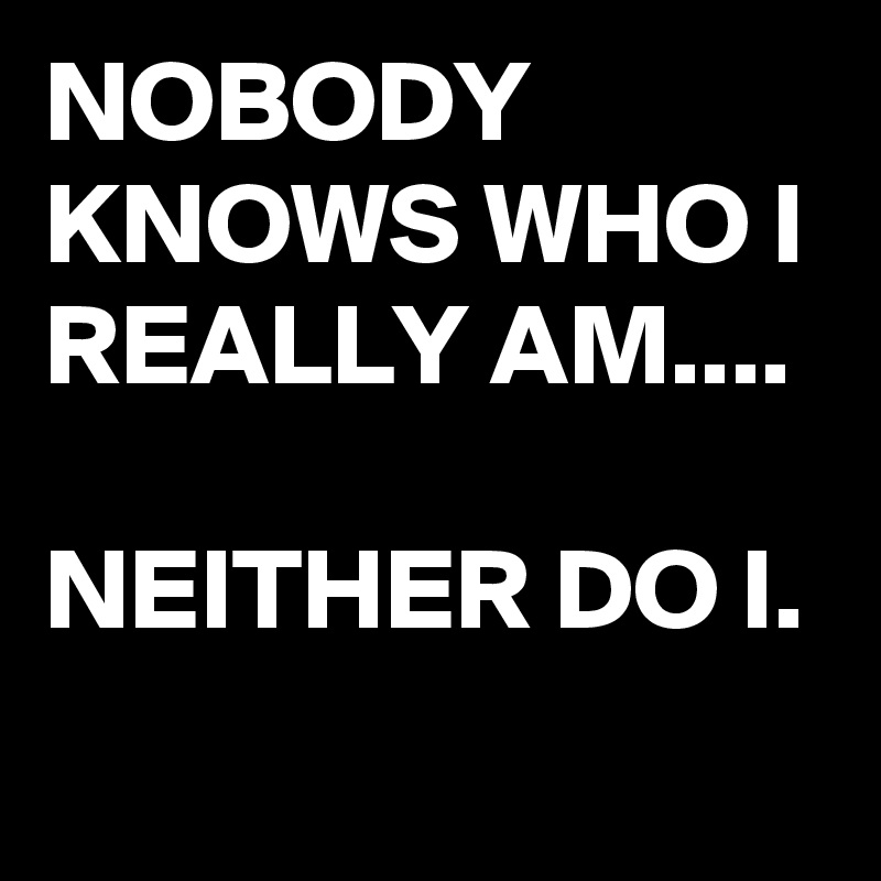 NOBODY KNOWS WHO I REALLY AM....

NEITHER DO I.
