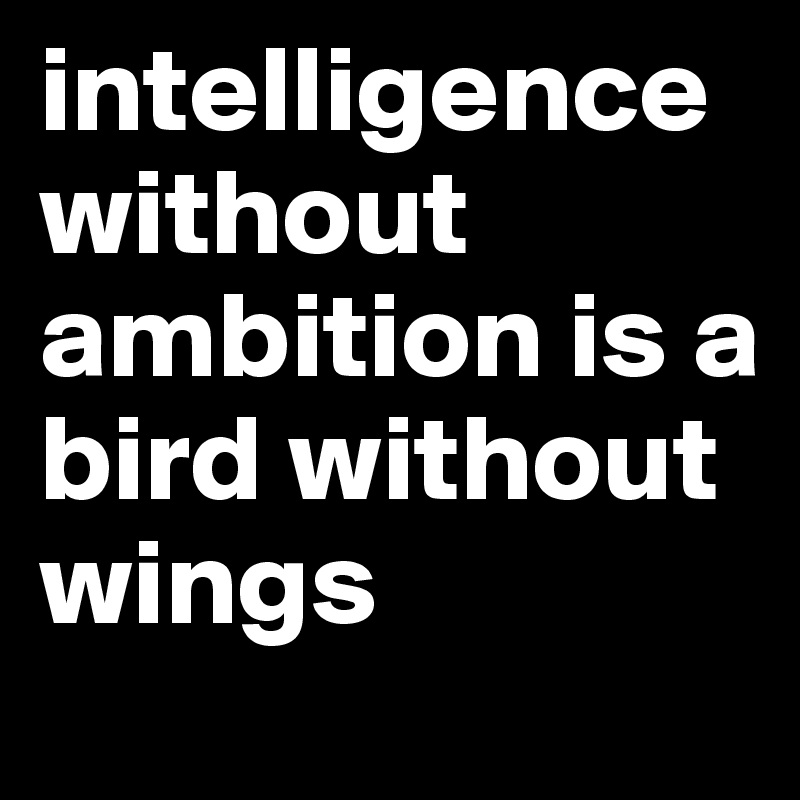 intelligence without ambition is a bird without wings