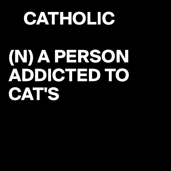     CATHOLIC

(N) A PERSON ADDICTED TO CAT'S


