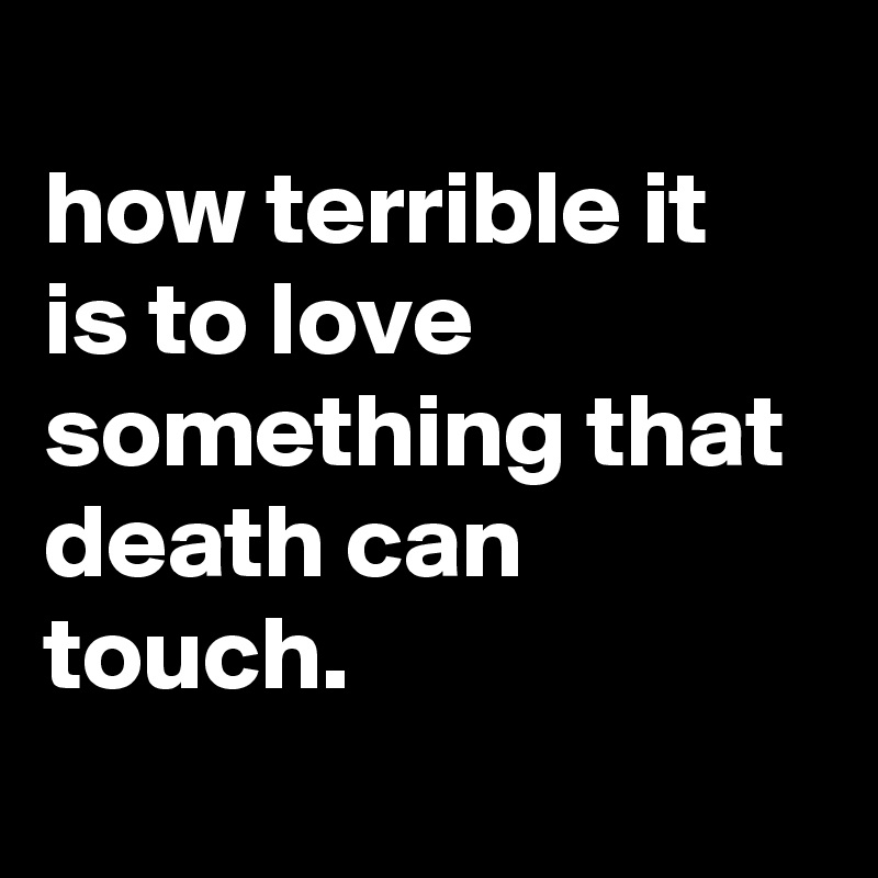 
how terrible it is to love something that death can touch.
