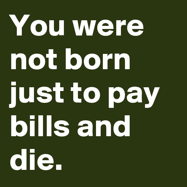 You were not born just to pay bills and die. 