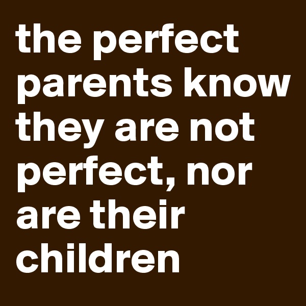 the perfect parents know they are not perfect, nor are their children
