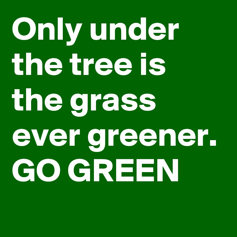 Only under the tree is the grass 
ever greener.
GO GREEN