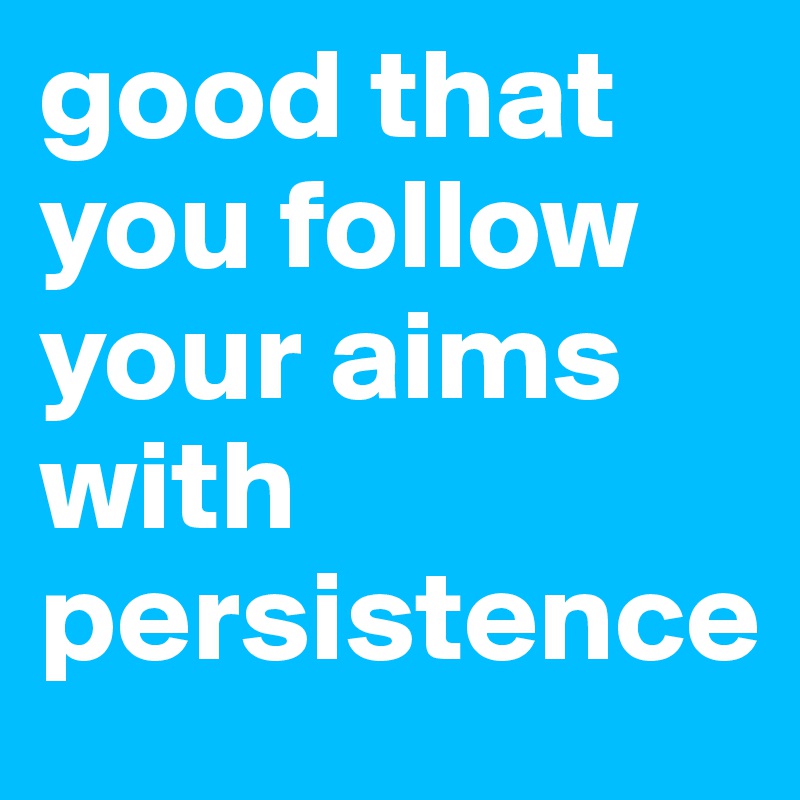 good that you follow your aims with persistence
