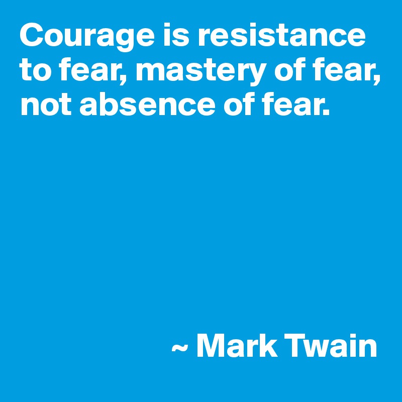 Courage is resistance to fear, mastery of fear, not absence of fear.






                      ~ Mark Twain