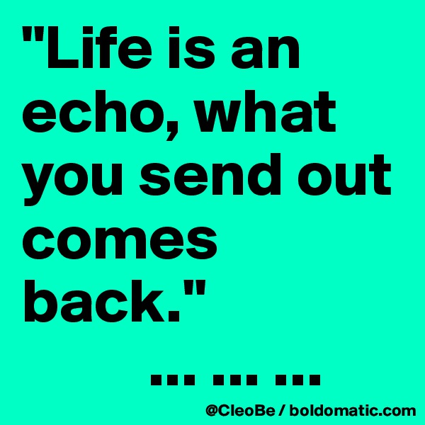 "Life is an echo, what you send out comes back."
          ... ... ... 