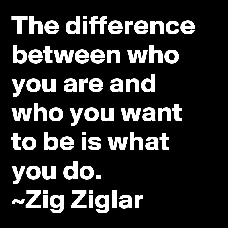 The difference between who you are and who you want to be is what you do.
~Zig Ziglar