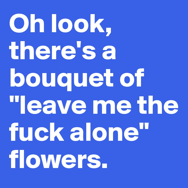 Oh look, there's a bouquet of "leave me the fuck alone" flowers.