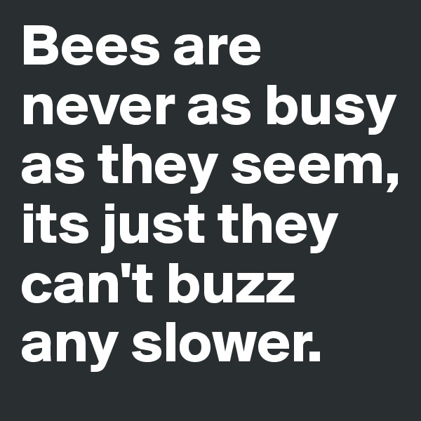 Bees are never as busy as they seem, its just they can't buzz any slower.