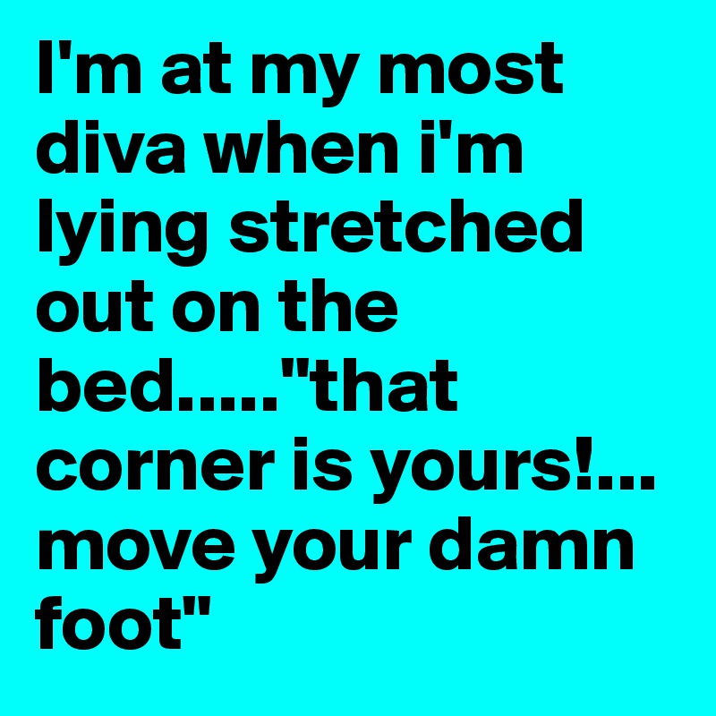 I'm at my most diva when i'm lying stretched out on the bed....."that corner is yours!... move your damn foot"