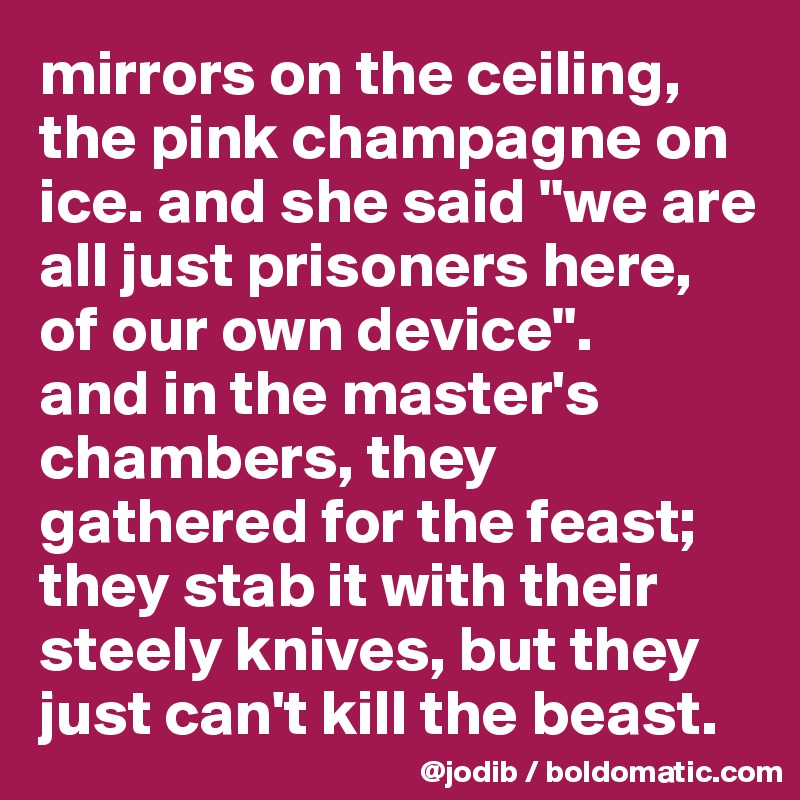 Mirrors on the ceiling pink champagne on ice