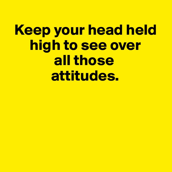
  Keep your head held   
       high to see over 
               all those    
              attitudes.





